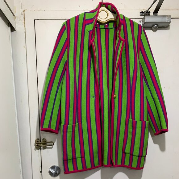 VINTAGE PORTS TRADEMARK DESIGNS WOOL STRIPE JACKETS SIZE M - Picture 4 of 14